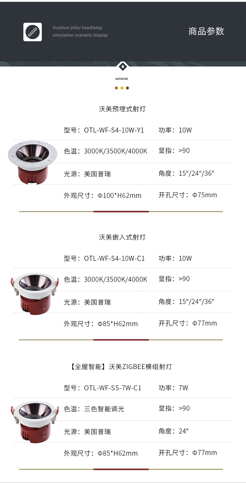 【全屋智能】沃美預(yù)埋式zigbee模組射燈 